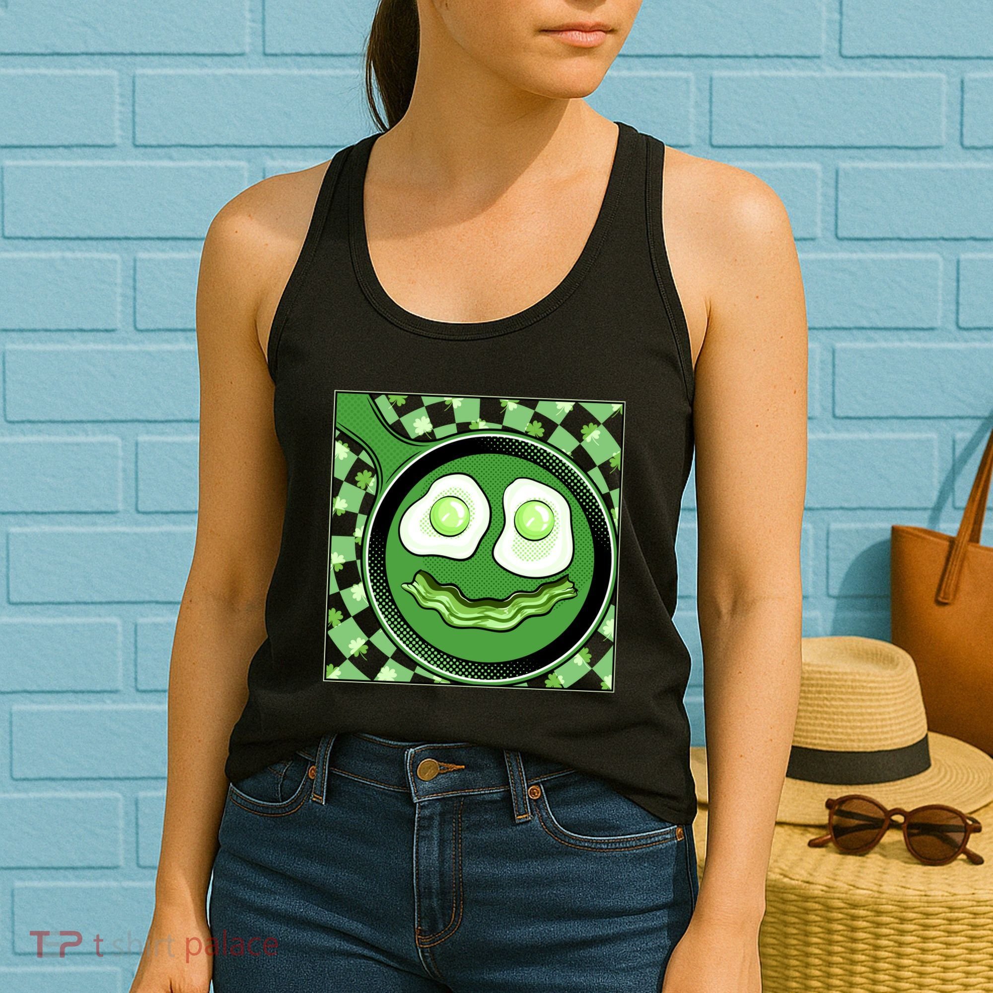 Happy St Patricks Day Green Eggs And Bacon Smile Women's Tank Top