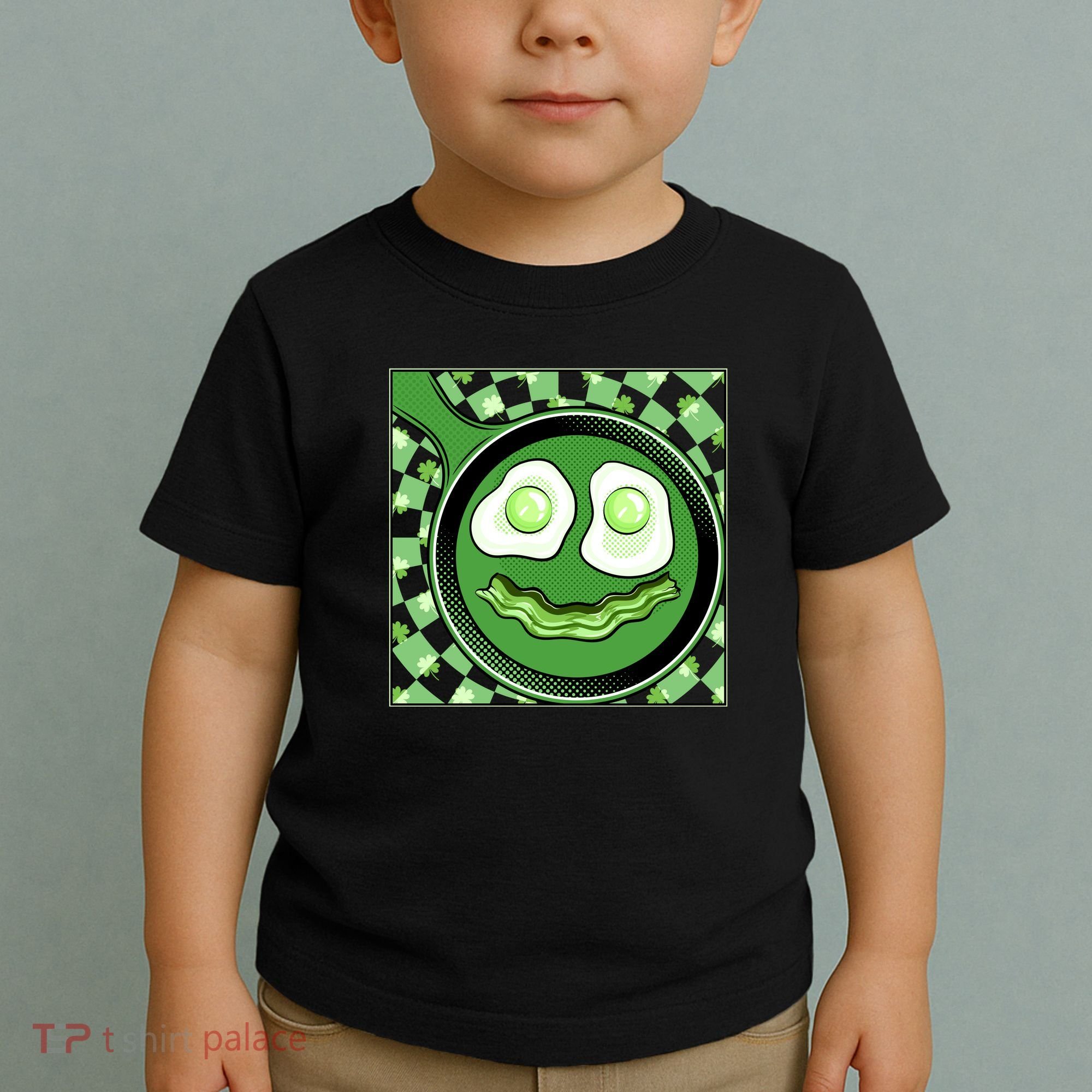Happy St Patricks Day Green Eggs And Bacon Smile Toddler T-Shirt
