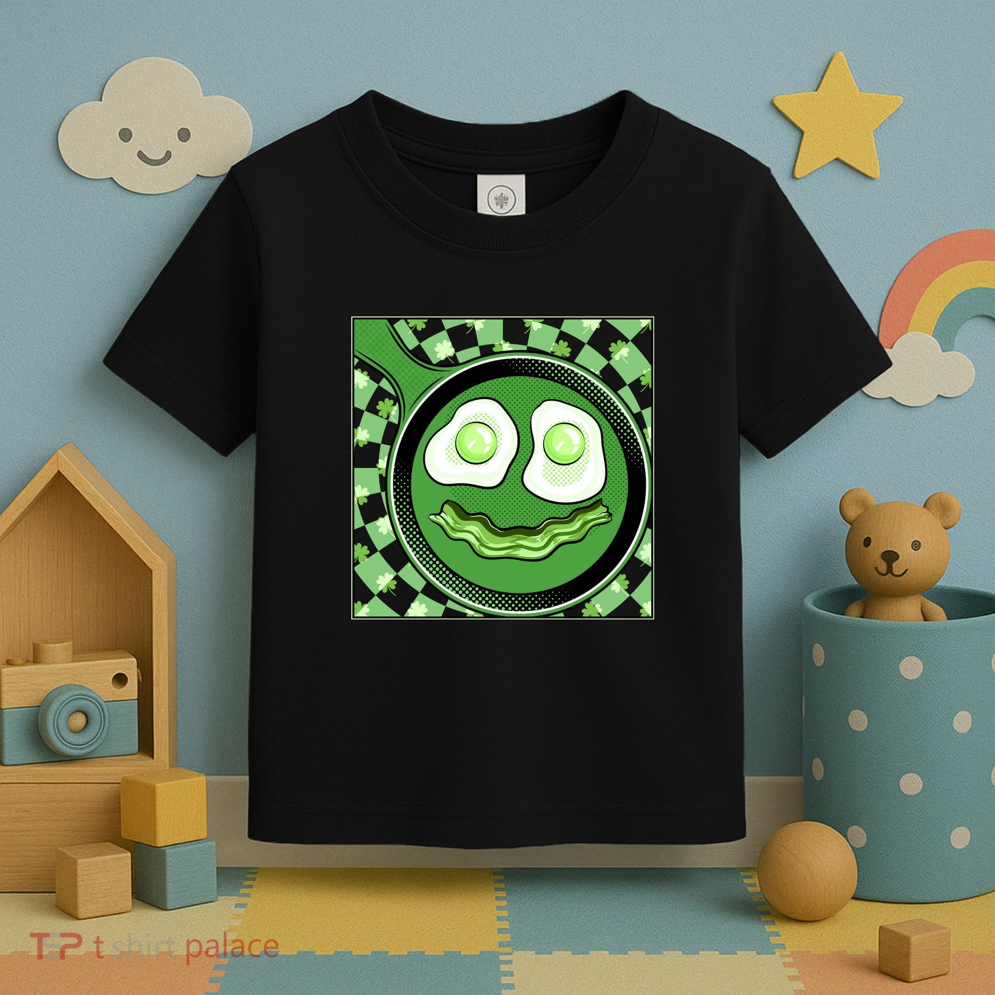 Happy St Patricks Day Green Eggs And Bacon Smile Toddler T-Shirt