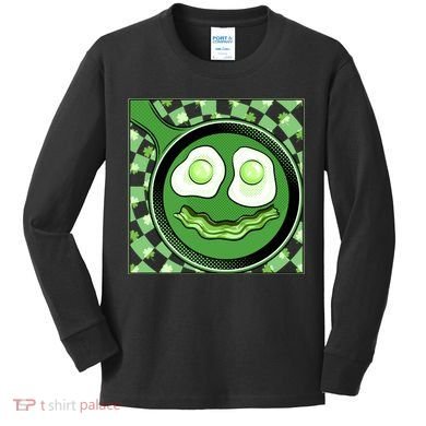 Happy St Patricks Day Green Eggs And Bacon Smile Kids Long Sleeve Shirt