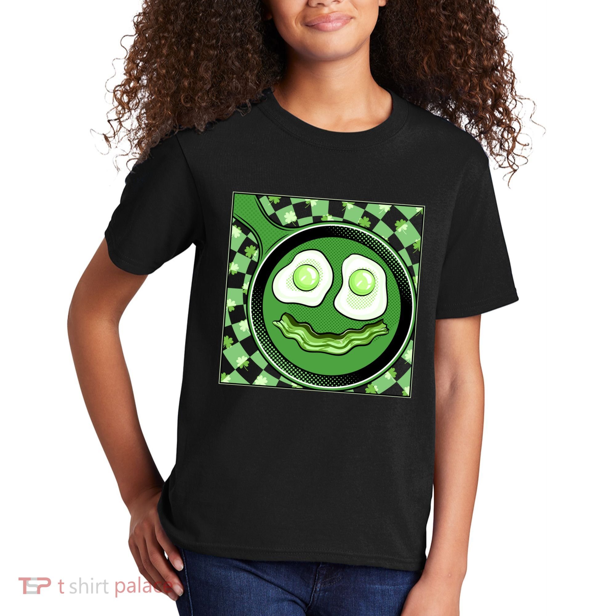 Happy St Patricks Day Green Eggs And Bacon Smile Kids T-Shirt