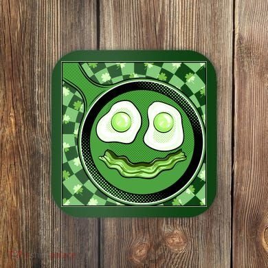 Happy St Patricks Day Green Eggs And Bacon Smile Coaster