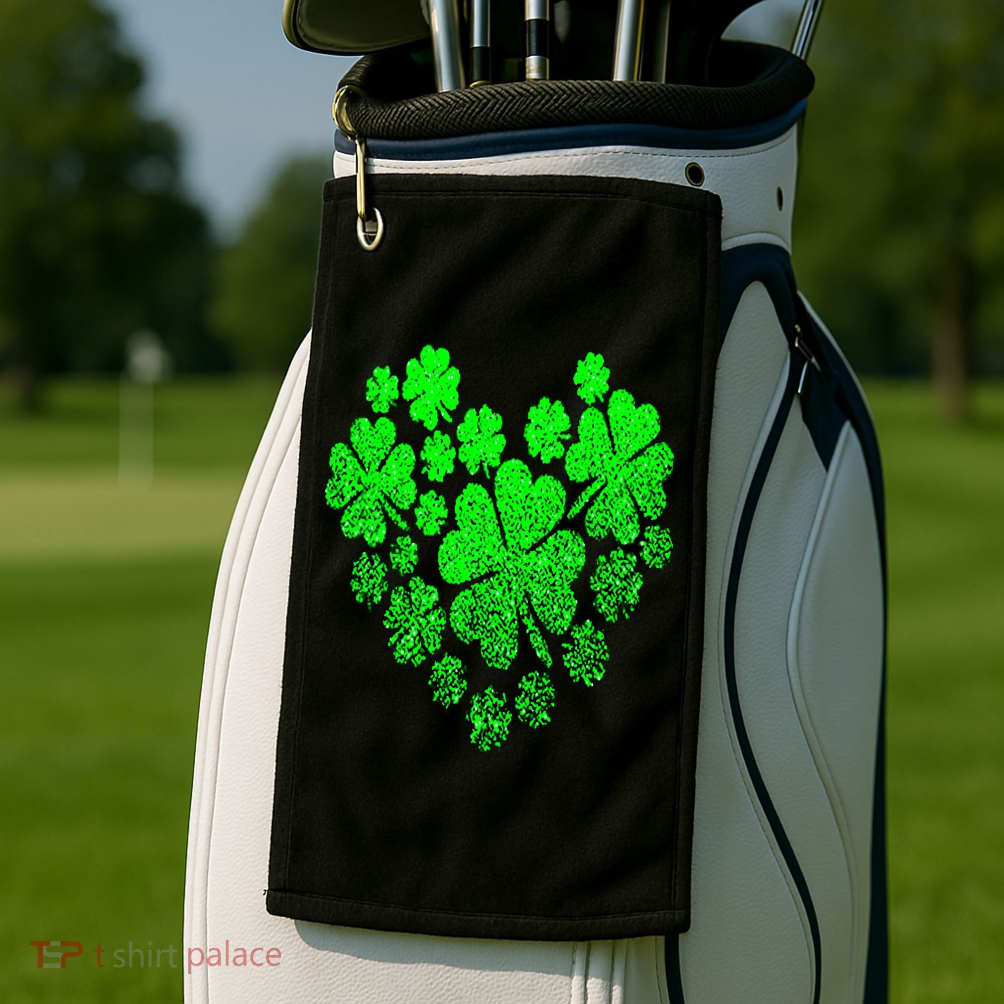 Happy St. Patrick Days Shamrock Golf Towel