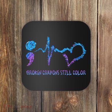 Heartbeat Semicolon Prevention Awareness Coaster