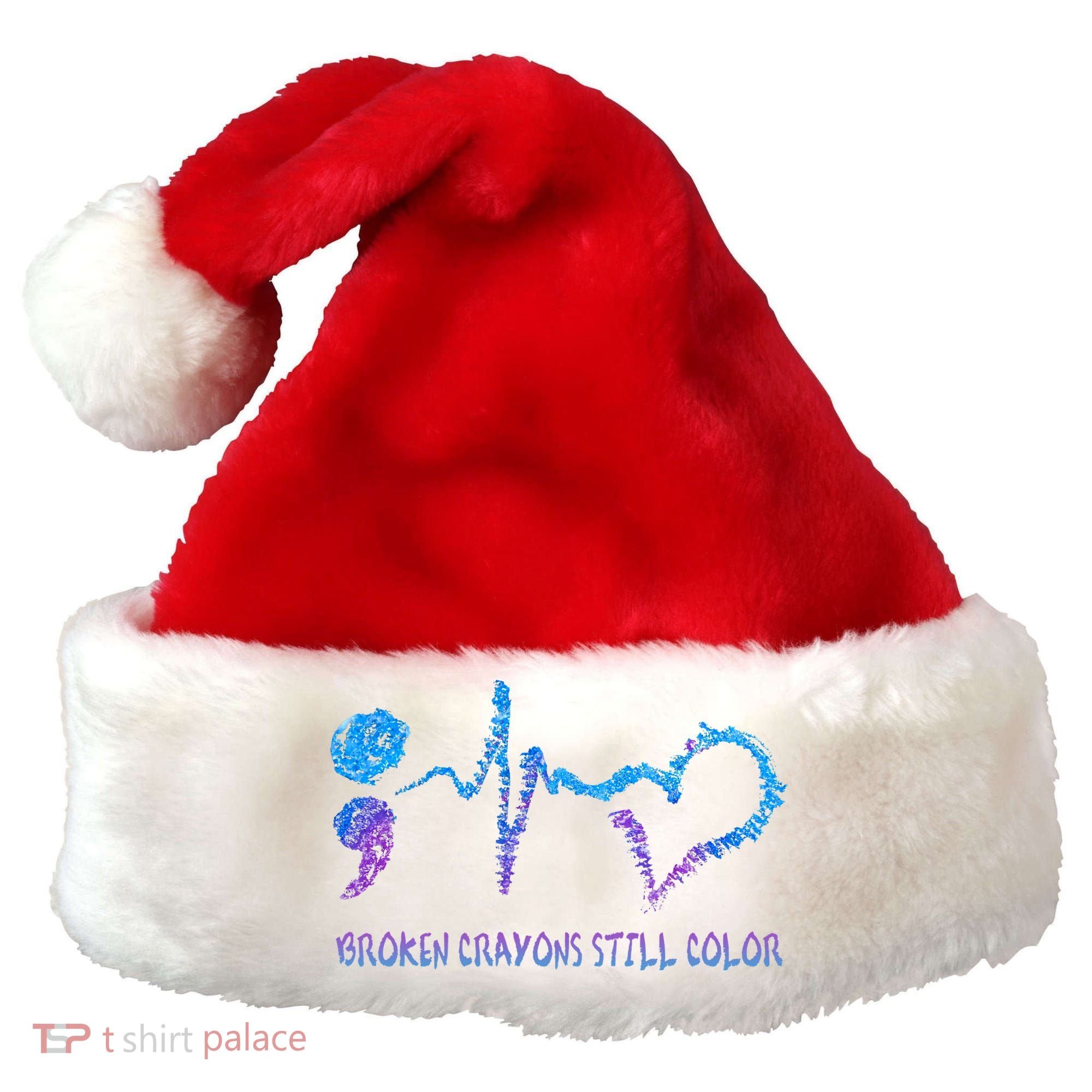 Heartbeat Semicolon Prevention Awareness Santa Hat