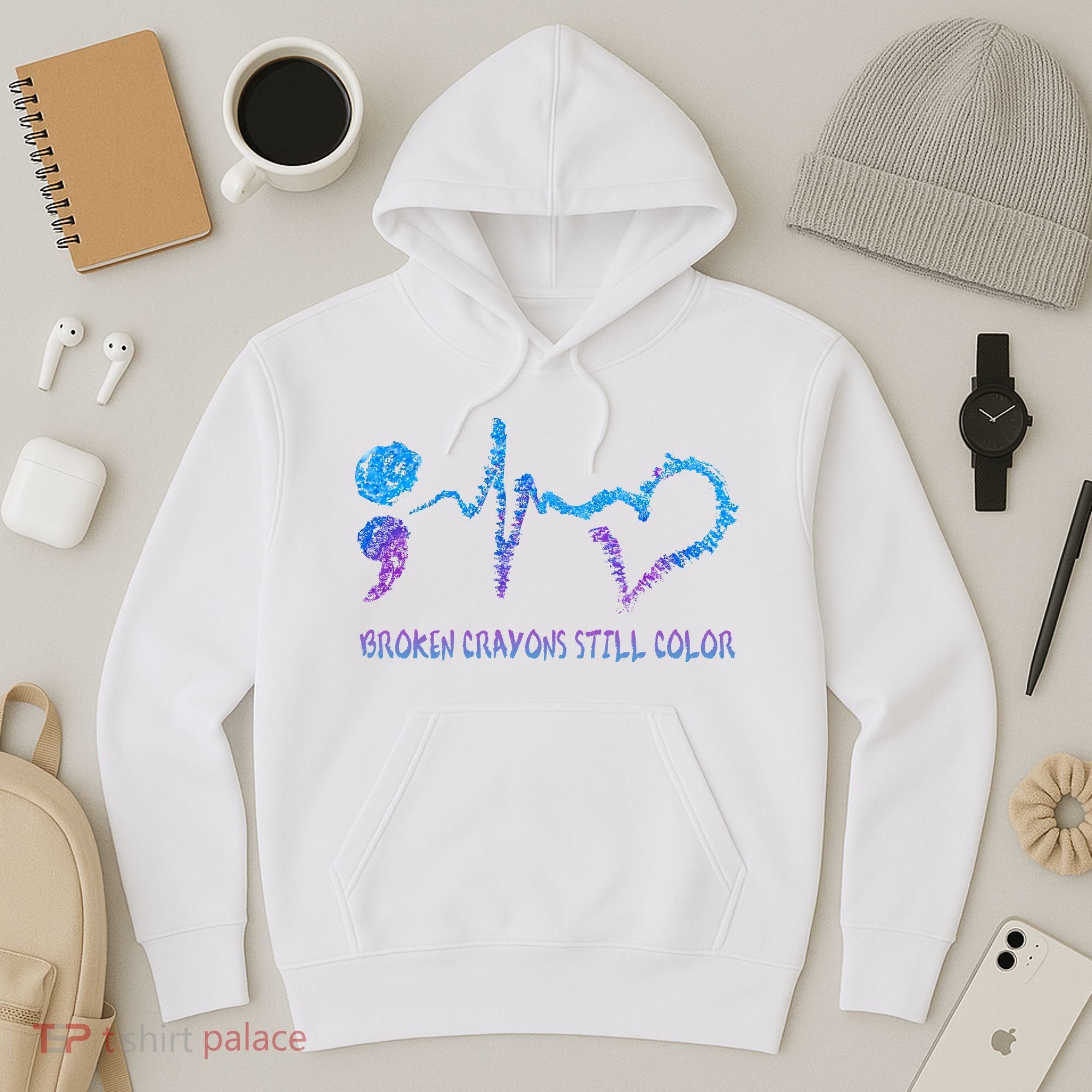 Heartbeat Semicolon Prevention Awareness Hoodie