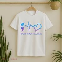 Heartbeat Semicolon Prevention Awareness T-Shirt thumb 2