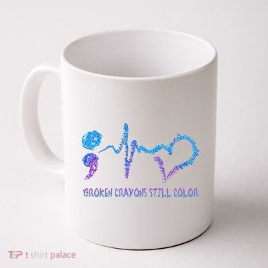 Heartbeat Semicolon Prevention Awareness Coffee Mug