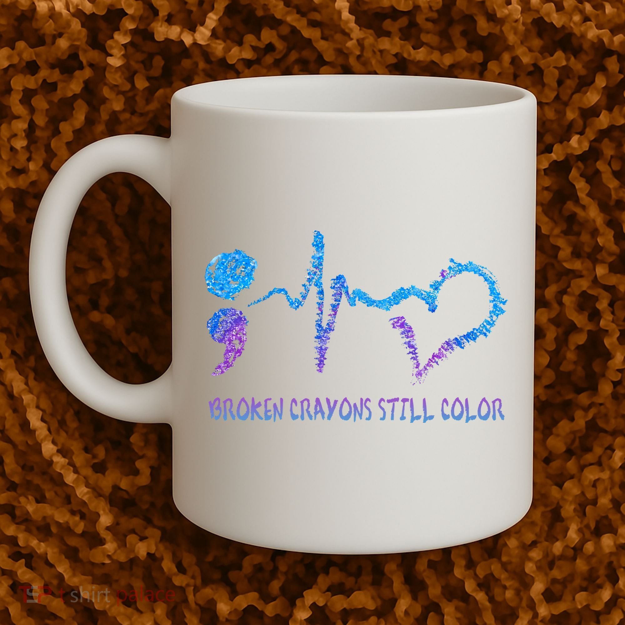 Heartbeat Semicolon Prevention Awareness Coffee Mug