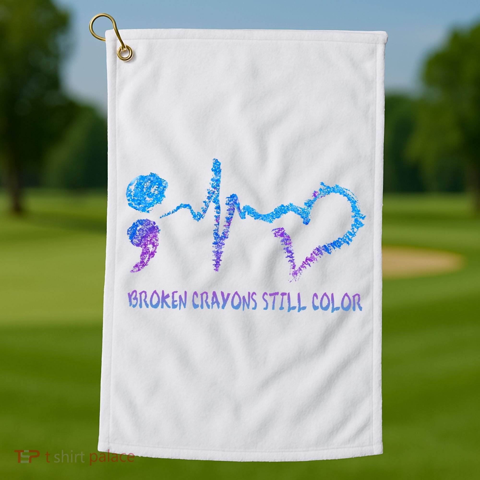 Heartbeat Semicolon Prevention Awareness Golf Towel