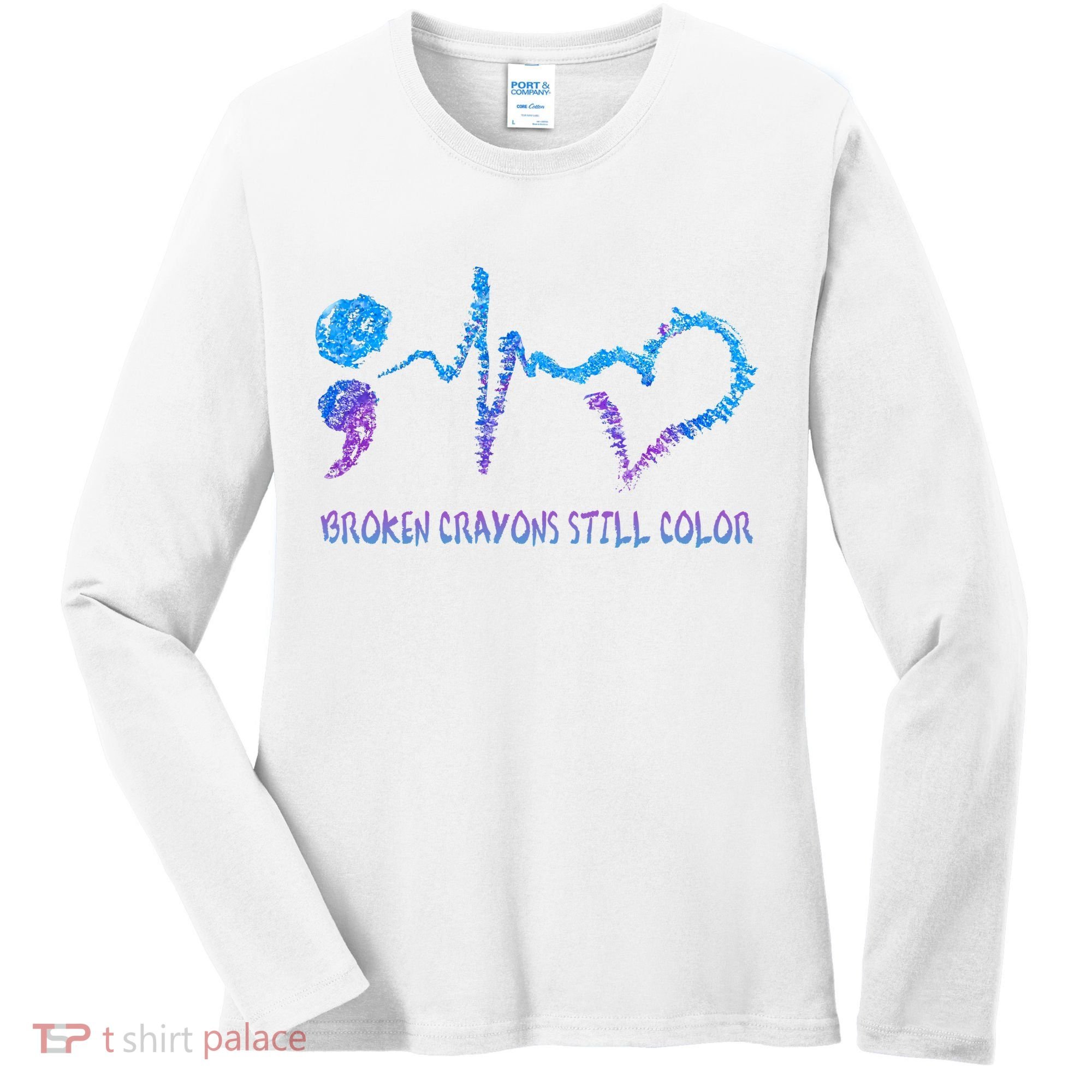 Heartbeat Semicolon Prevention Awareness Women's Long Sleeve Shirt
