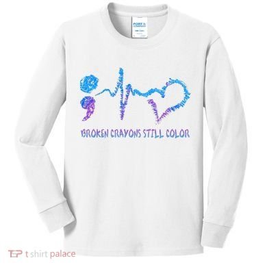Heartbeat Semicolon Prevention Awareness Kids Long Sleeve Shirt