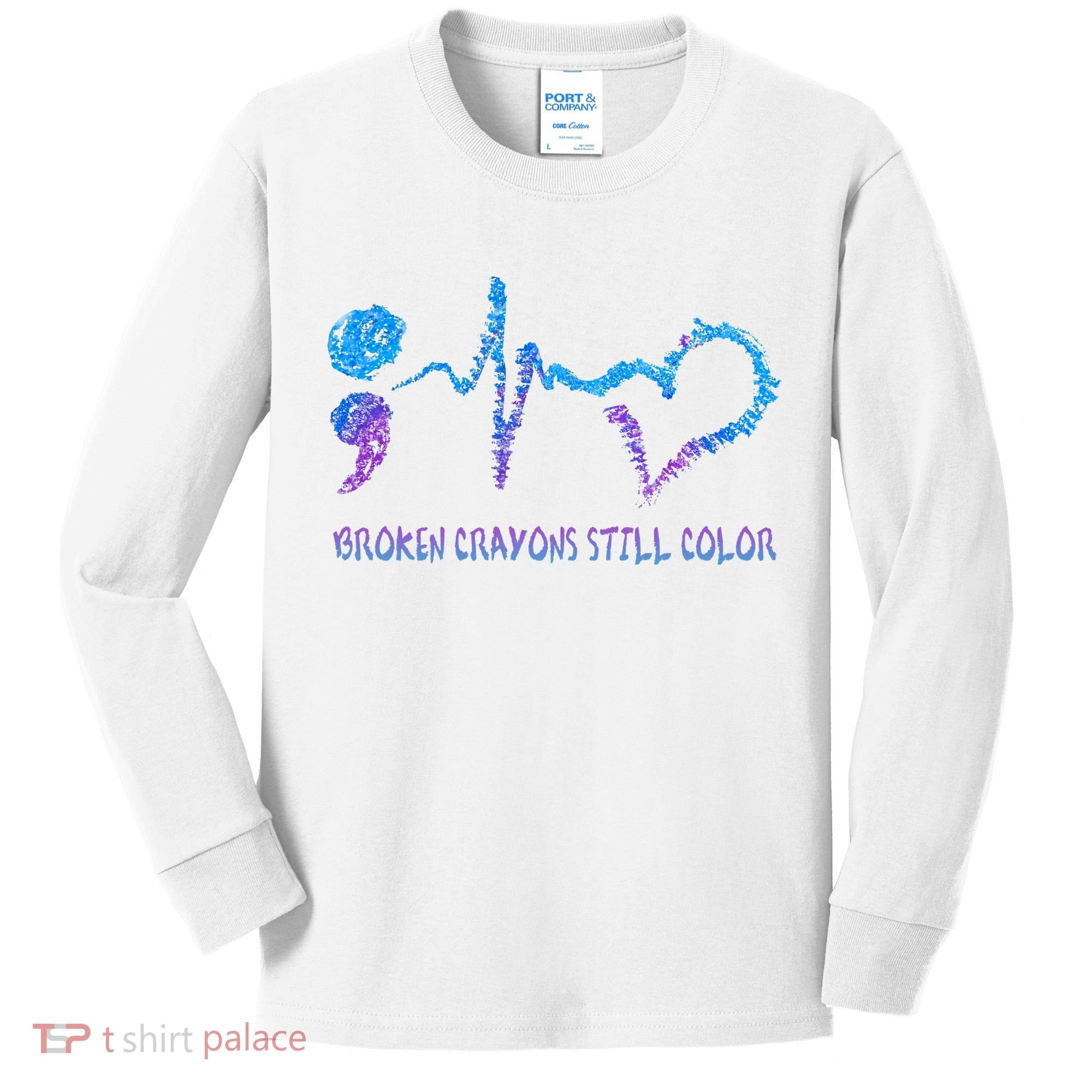 Heartbeat Semicolon Prevention Awareness Kids Long Sleeve Shirt