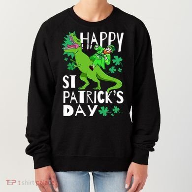 Happy St. Patrick's Day TRex Leprechaun Irish Clover Women's Sweatshirt
