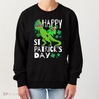 Happy St. Patrick's Day TRex Leprechaun Irish Clover Women's Sweatshirt thumb 0