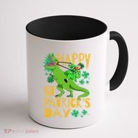 Happy St. Patrick's Day TRex Leprechaun Irish Clover Coffee Mug thumb 1