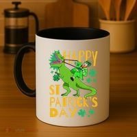 Happy St. Patrick's Day TRex Leprechaun Irish Clover Coffee Mug thumb 4