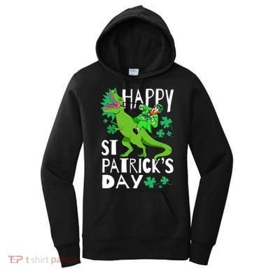 Happy St. Patrick's Day TRex Leprechaun Irish Clover Women's Hoodie