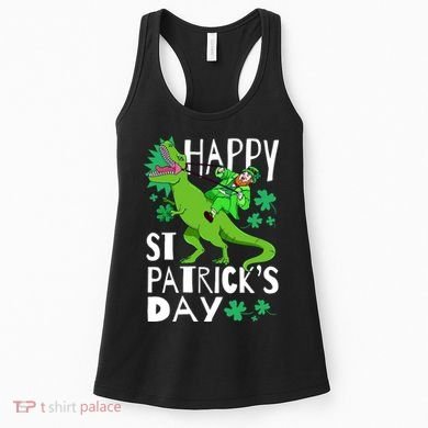 Happy St. Patrick's Day TRex Leprechaun Irish Clover Women's Tank Top
