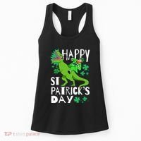 Happy St. Patrick's Day TRex Leprechaun Irish Clover Women's Tank Top thumb 0