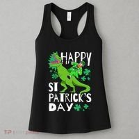 Happy St. Patrick's Day TRex Leprechaun Irish Clover Women's Tank Top thumb 3