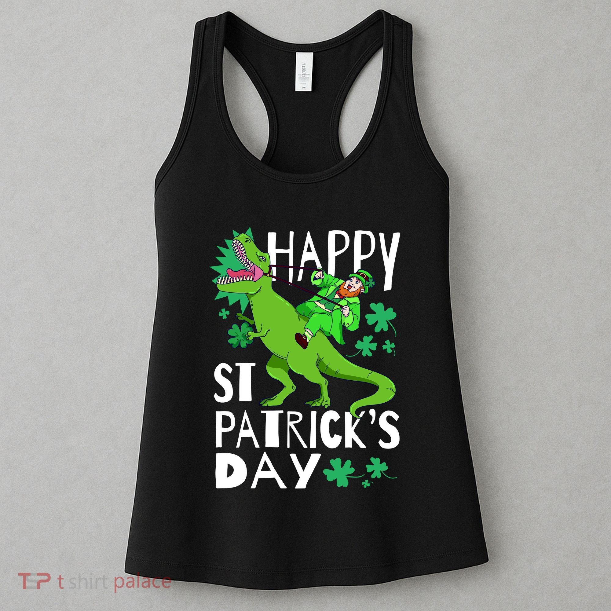 Happy St. Patrick's Day TRex Leprechaun Irish Clover Women's Tank Top