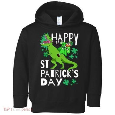 Happy St. Patrick's Day TRex Leprechaun Irish Clover Toddler Hoodie
