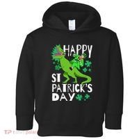 Happy St. Patrick's Day TRex Leprechaun Irish Clover Toddler Hoodie thumb 0