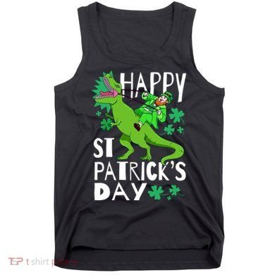 Happy St. Patrick's Day TRex Leprechaun Irish Clover Tank Top
