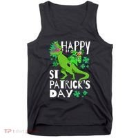 Happy St. Patrick's Day TRex Leprechaun Irish Clover Tank Top thumb 0