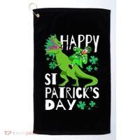 Happy St. Patrick's Day TRex Leprechaun Irish Clover Golf Towel thumb 0