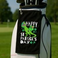 Happy St. Patrick's Day TRex Leprechaun Irish Clover Golf Towel thumb 2