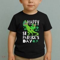 Happy St. Patrick's Day TRex Leprechaun Irish Clover Toddler T-Shirt thumb 2
