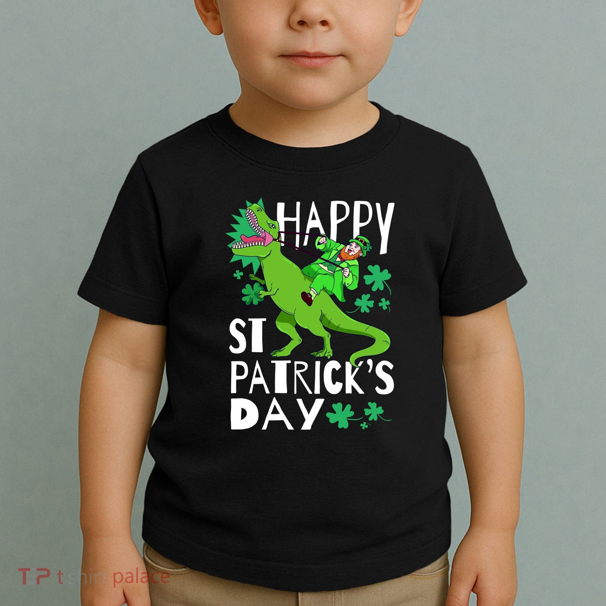 Happy St. Patrick's Day TRex Leprechaun Irish Clover Toddler T-Shirt