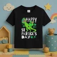 Happy St. Patrick's Day TRex Leprechaun Irish Clover Toddler T-Shirt thumb 3