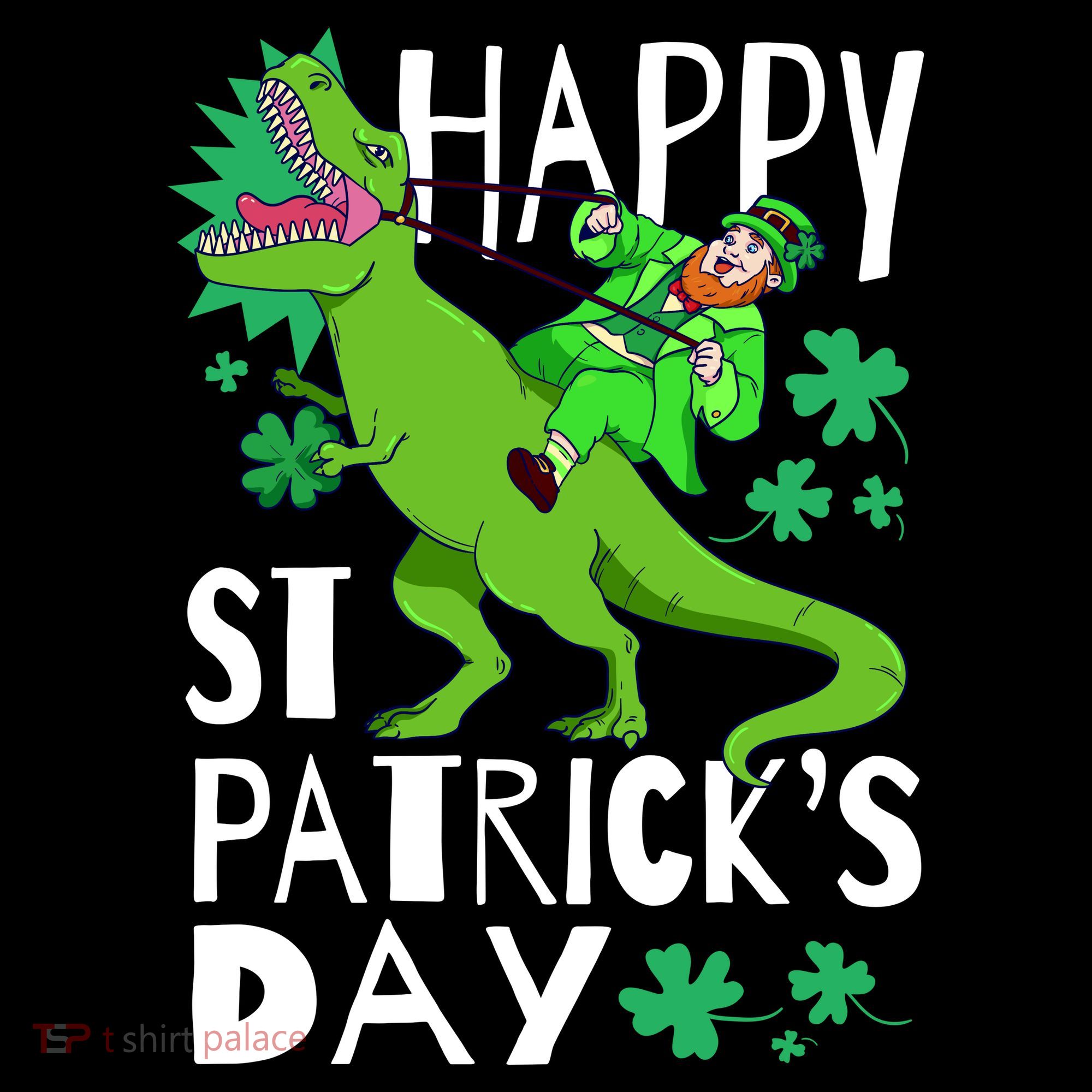 Happy St. Patrick's Day TRex Leprechaun Irish Clover Women's Long Sleeve Shirt