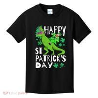 Happy St. Patrick's Day TRex Leprechaun Irish Clover Kids T-Shirt thumb 0