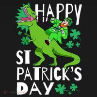 Happy St. Patrick's Day TRex Leprechaun Irish Clover Kids T-Shirt thumb 4