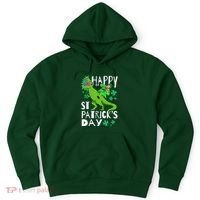 Happy St. Patrick's Day TRex Leprechaun Irish Clover Hoodie thumb 0