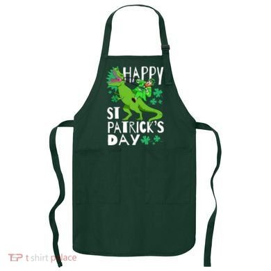 Happy St. Patrick's Day TRex Leprechaun Irish Clover Apron