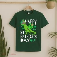 Happy St. Patrick's Day TRex Leprechaun Irish Clover T-Shirt thumb 2