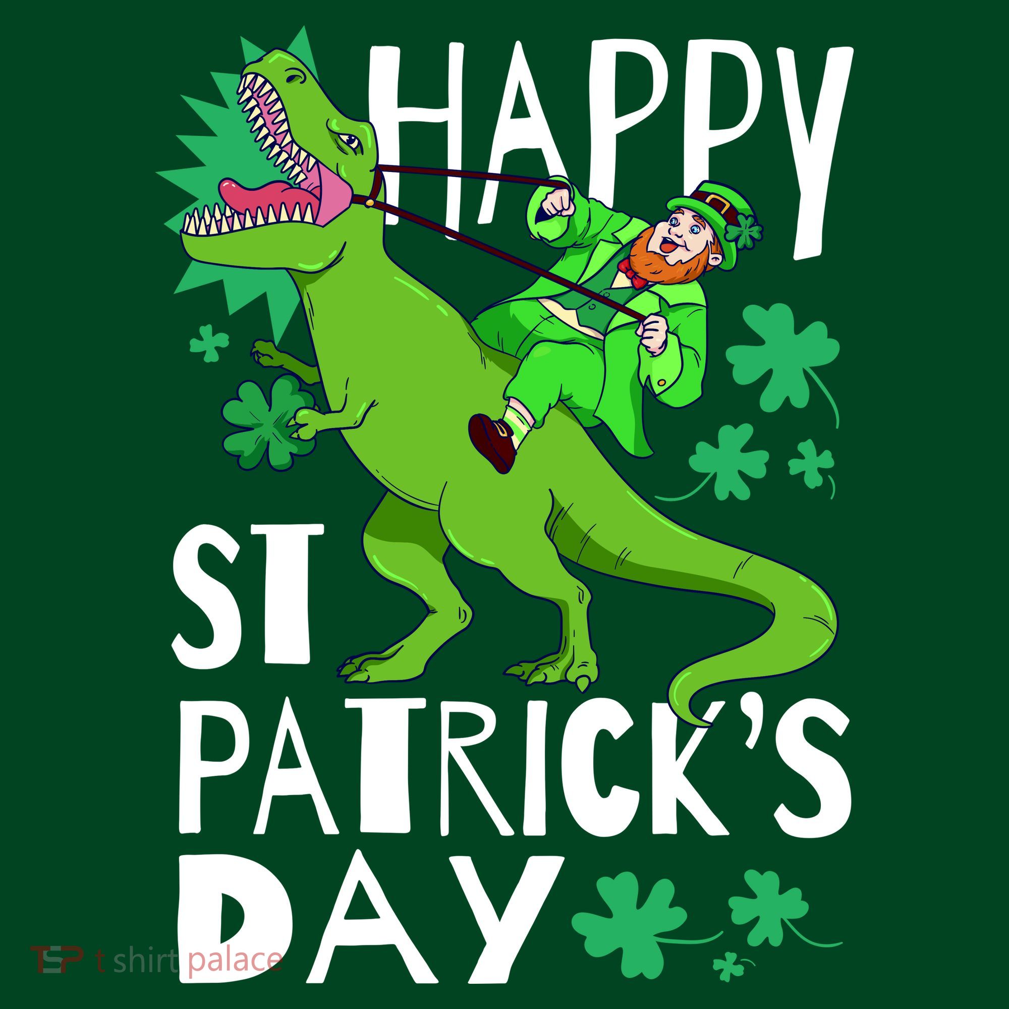 Happy St. Patrick's Day TRex Leprechaun Irish Clover T-Shirt