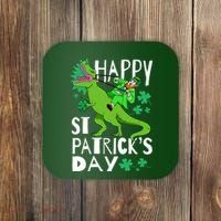 Happy St. Patrick's Day TRex Leprechaun Irish Clover Coaster thumb 0