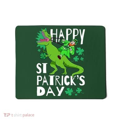 Happy St. Patrick's Day TRex Leprechaun Irish Clover Mousepad