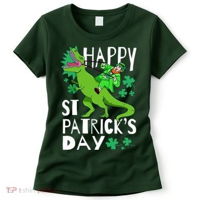 Happy St. Patrick's Day TRex Leprechaun Irish Clover Women's T-Shirt