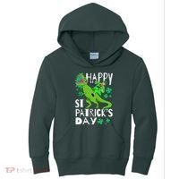 Happy St. Patrick's Day TRex Leprechaun Irish Clover Kids Hoodie thumb 0