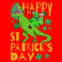 Happy St. Patrick's Day TRex Leprechaun Irish Clover Santa Hat thumb 1