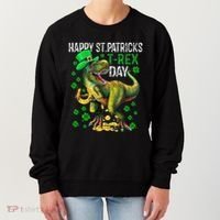 Happy St PaT Rex Dinosaur Saint Patrick's Day Cute Women's Sweatshirt thumb 0