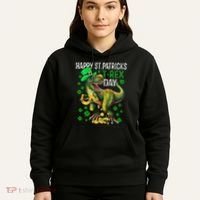 Happy St PaT Rex Dinosaur Saint Patrick's Day Cute Hoodie thumb 5