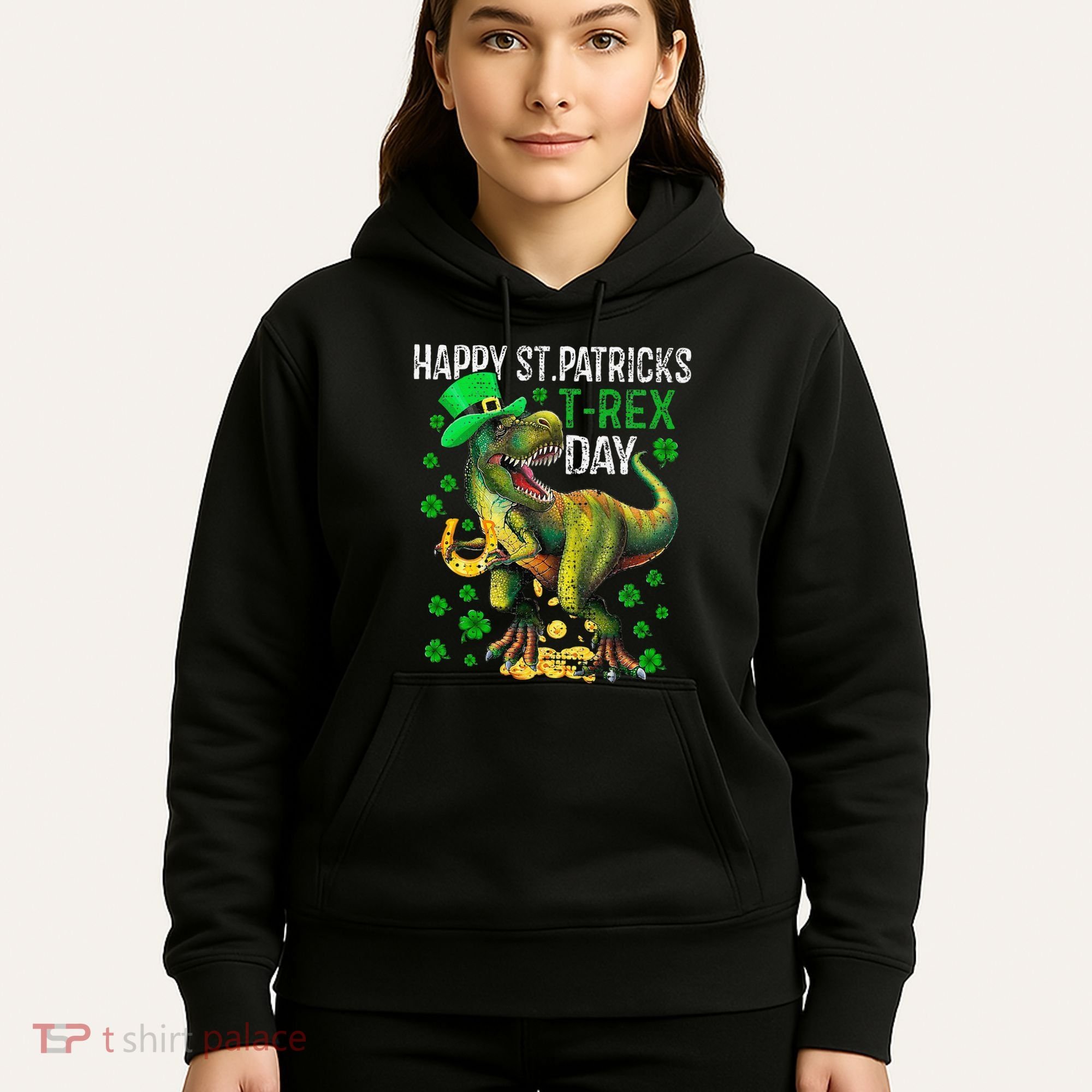Happy St PaT Rex Dinosaur Saint Patrick's Day Cute Hoodie